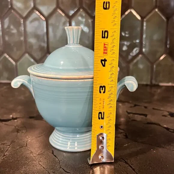 Vintage Fiesta Turquoise Blue Sugar Bowl with Lid Homer Laughlin - Picture 7 of 7